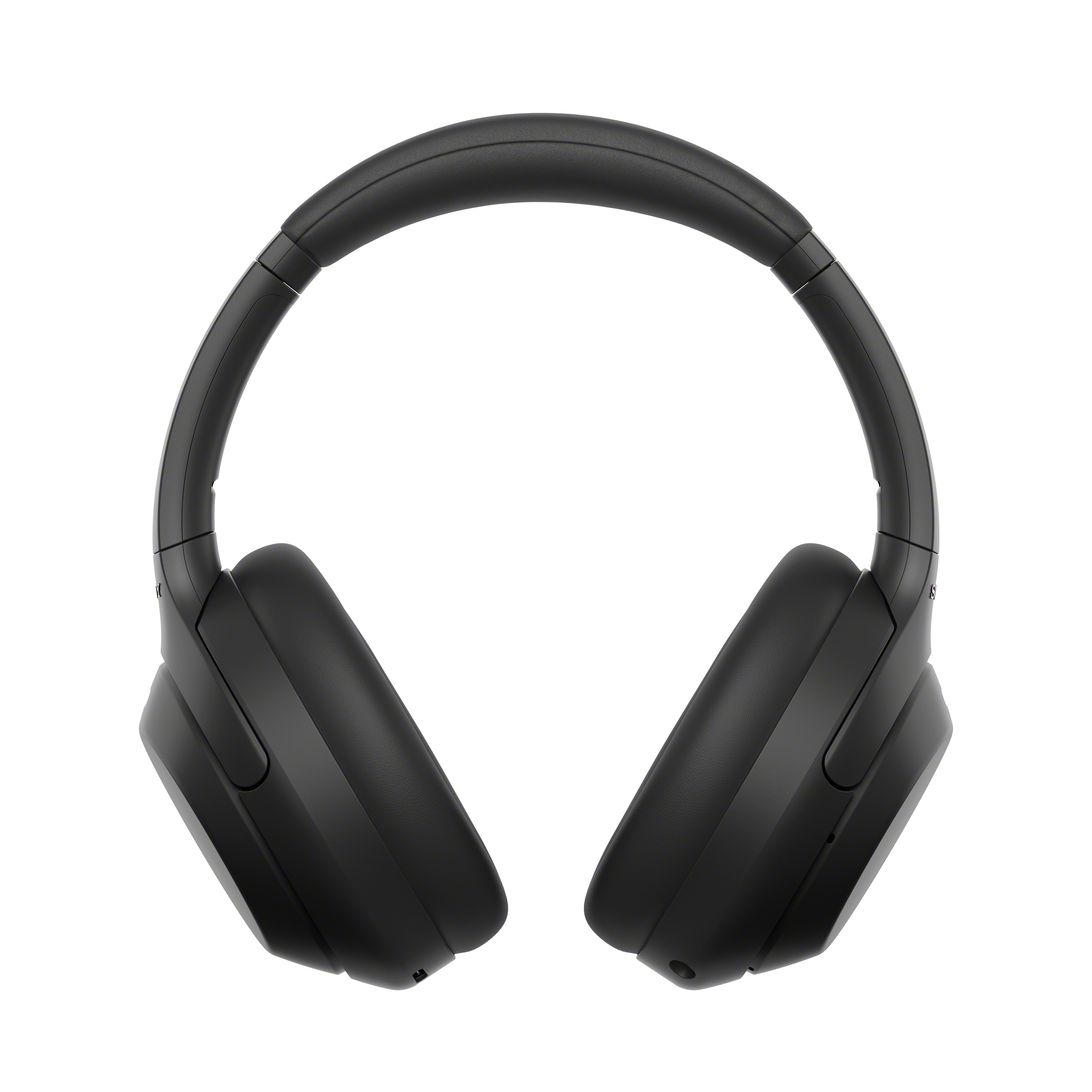 Schwarze Over-Ear-Kopfhörer vor einem weißen Hintergrund.