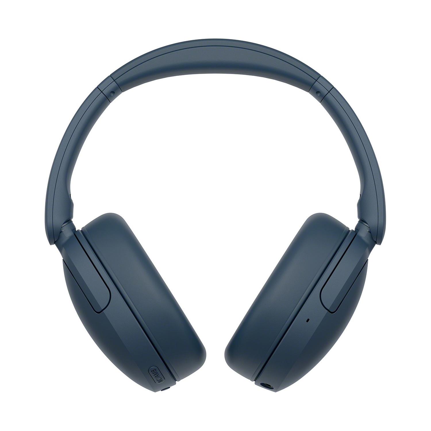 Cuffie over-ear blu scuro su sfondo bianco.