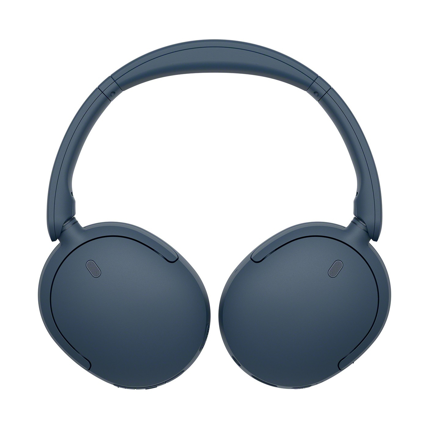 Cuffie over-ear blu scuro con archetto regolabile su sfondo bianco.