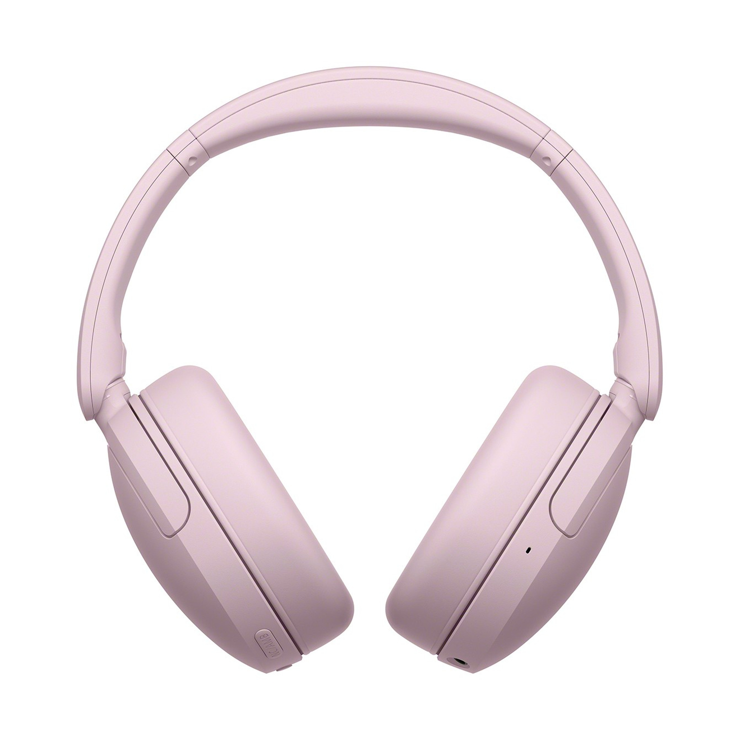 Cuffie over-ear rosa chiaro su sfondo bianco.