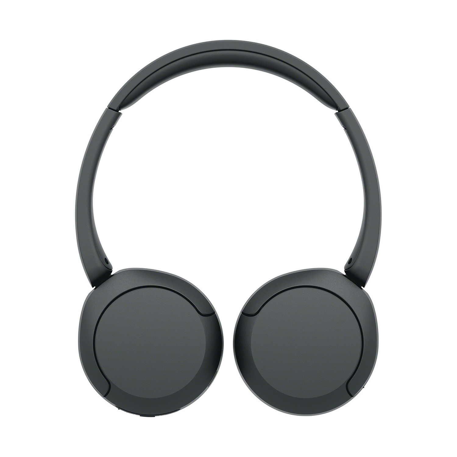Cuffie on-ear nere con archetto regolabile e padiglioni auricolari rotondi su sfondo bianco.