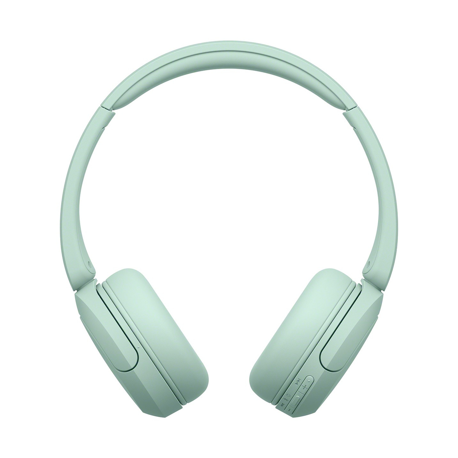 Cuffie on-ear verde chiaro con padiglioni auricolari arrotondati su sfondo bianco.
