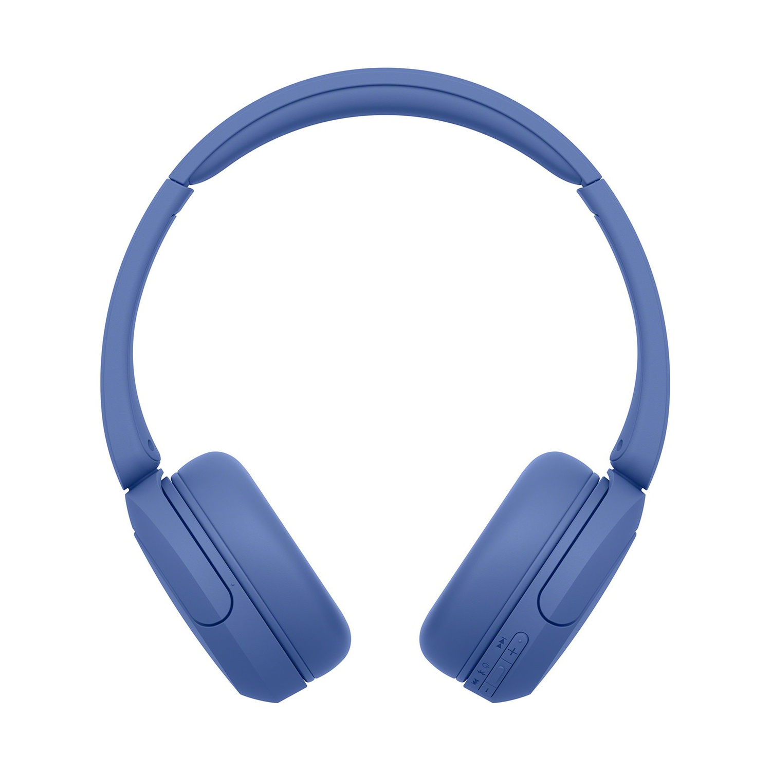 Cuffie on-ear wireless blu su sfondo bianco.