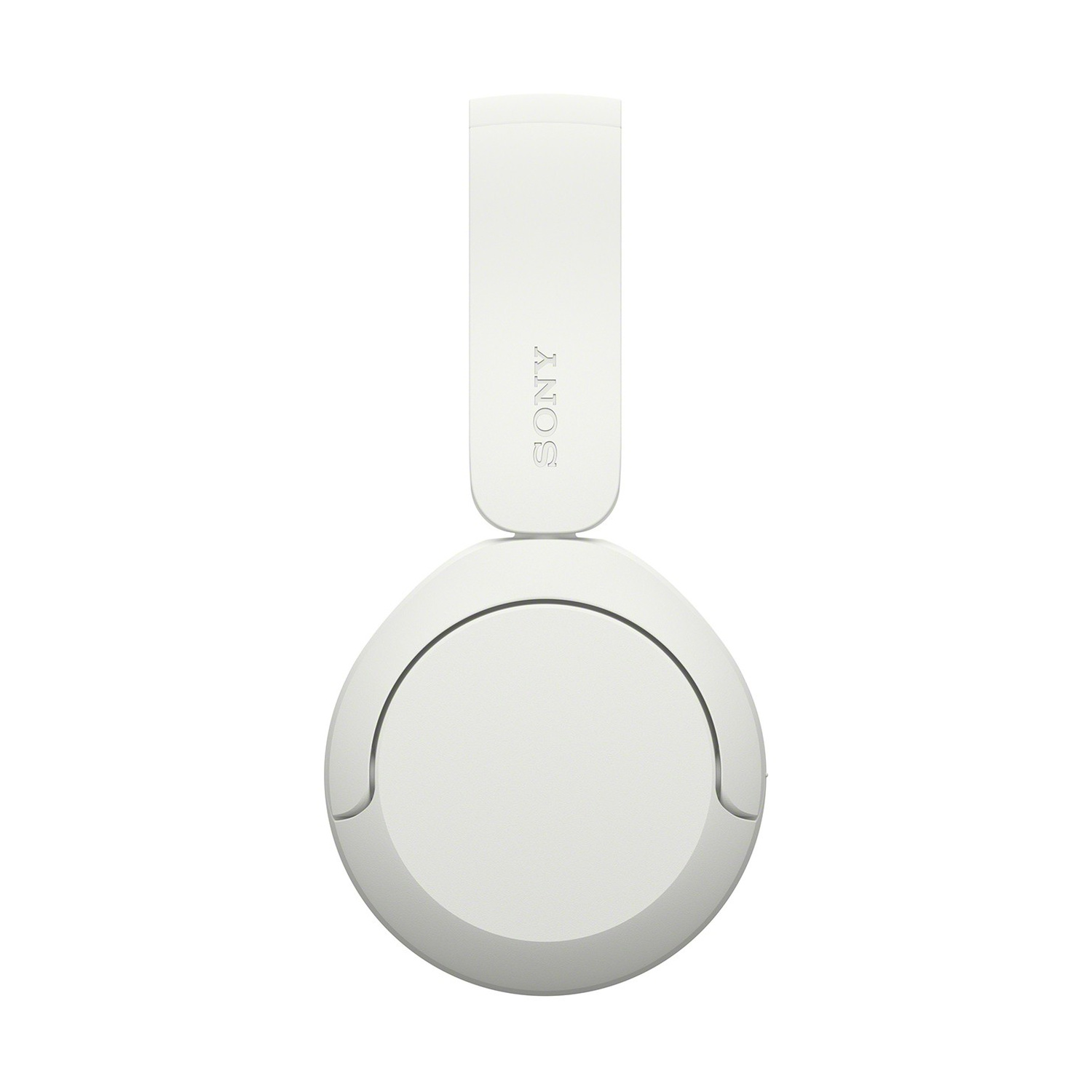 Cuffie over-ear bianche Sony con archetto piatto e logo Sony, su sfondo bianco.