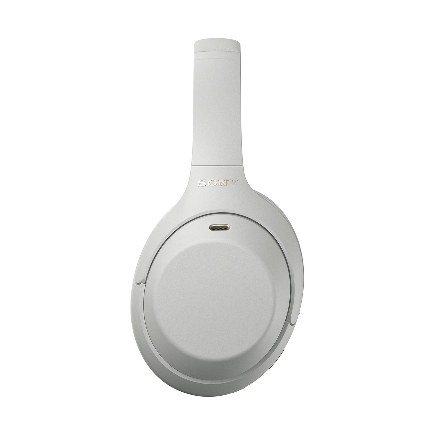Cuffie wireless Sony grigie con logo del marchio visibile su sfondo bianco.