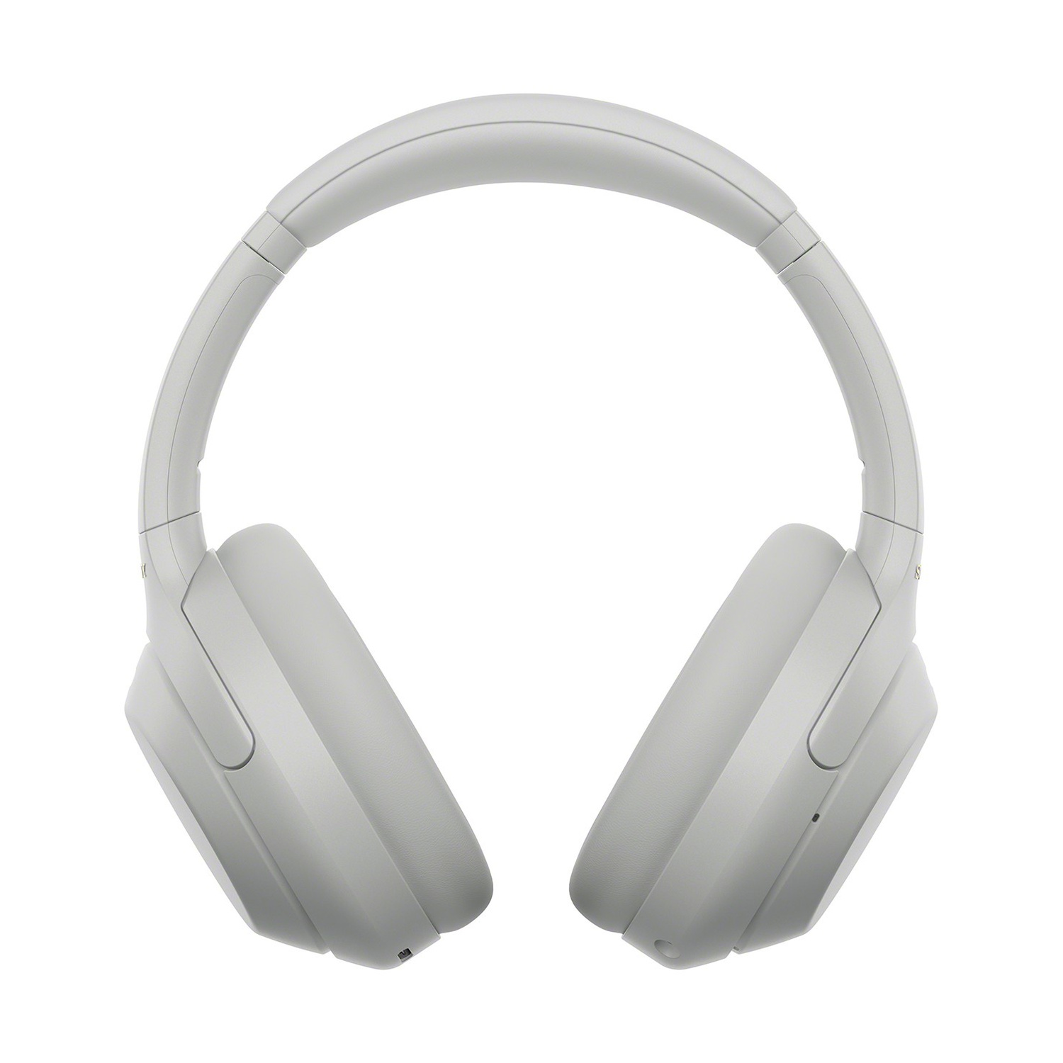 Cuffie over-ear grigie su sfondo bianco.