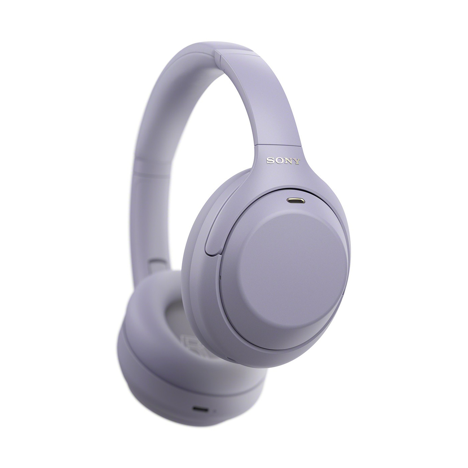 Cuffie over-ear Sony lilla su sfondo bianco.