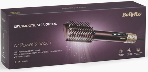 Emballage violet BaByliss Air Power Smooth avec image et texte.