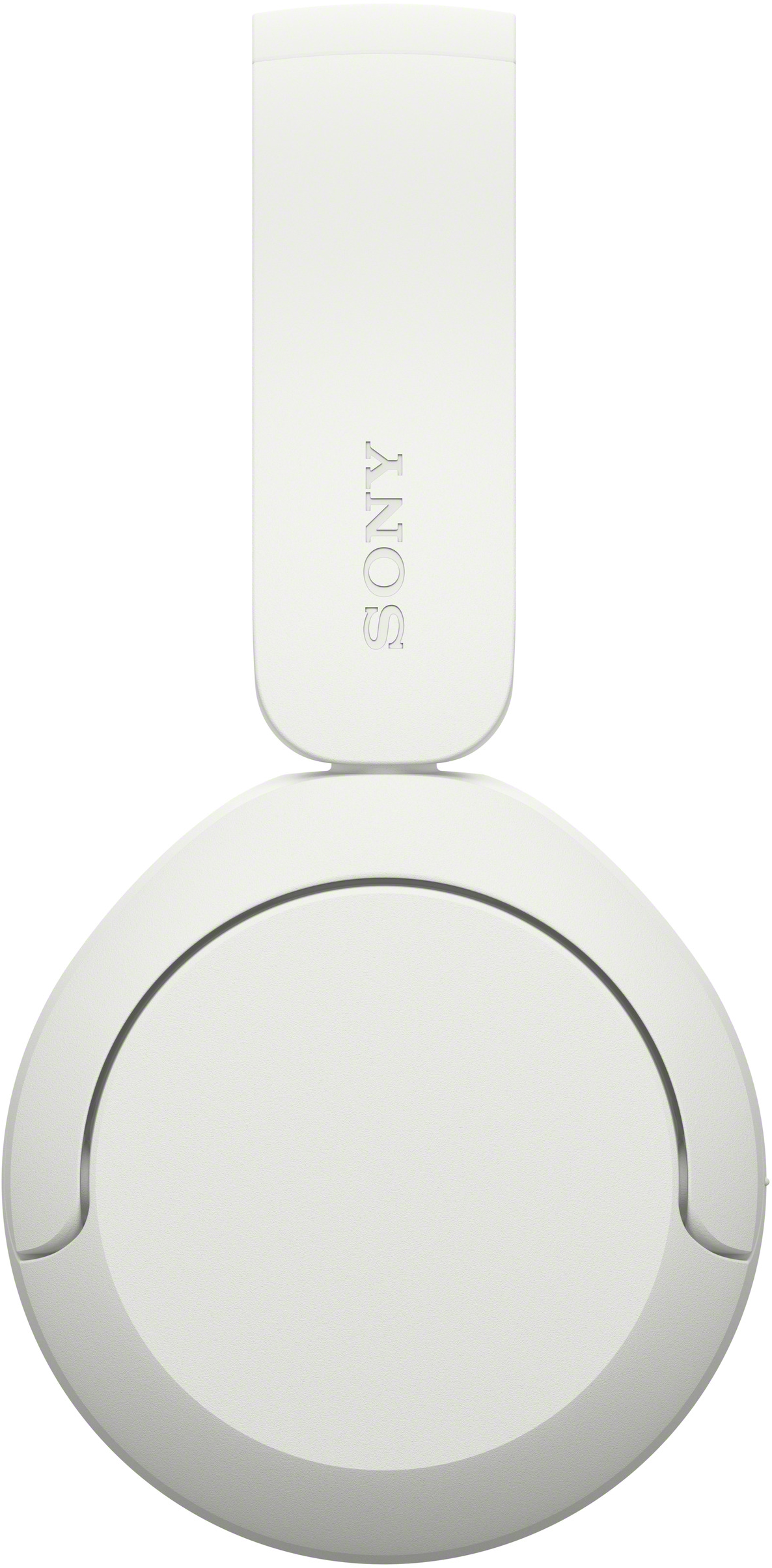 Egy fehér Sony fejhallgató fülpárna és fejpánt fehér háttér előtt.