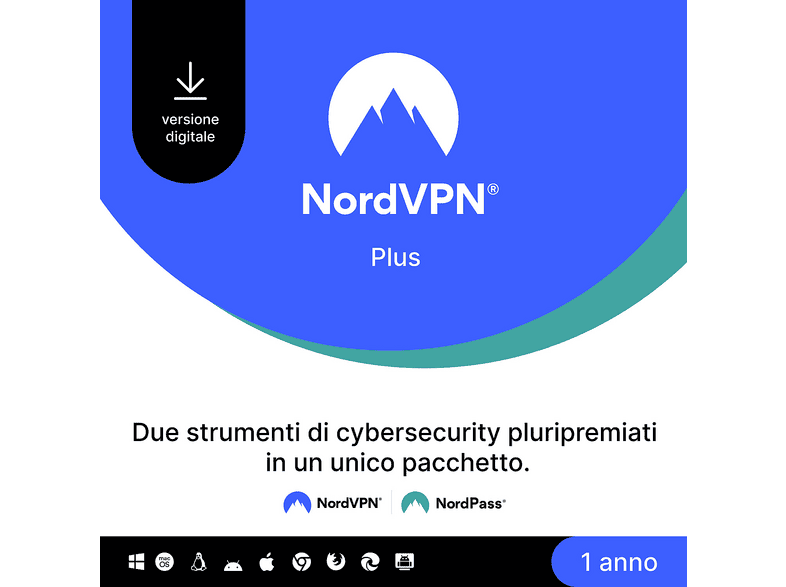 NordVPN Plus 12 mesi Servizio VPN, Software di Cybersecurity
