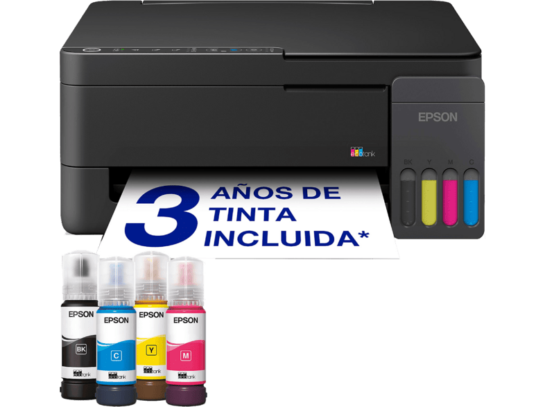 Impresora multifunción tinta - Epson EcoTank ET-2915, Impresión, Escaneo, Copia, Negro