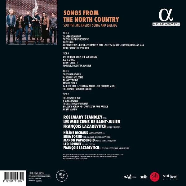 Rückseite eines Musikalbums mit Tracklists, Interpreten und einem kleinen Foto von sechs Musikern.