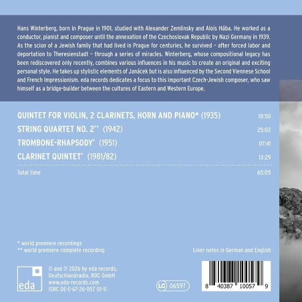 Rückseite einer Musik-CD mit Biografie des Komponisten Hans Winterberg, Titelliste und Barcode.