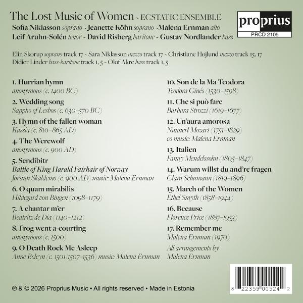 Rückseite einer Musik-CD mit Trackliste, Interpreten und Barcode auf olivgrünem Hintergrund.