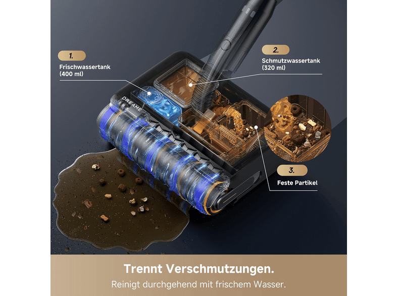 Dreame Z30 Pro Aqua Stielsauger (0,6 l, Akkulaufzeit: 90 min, Schwarz) — Foto 2 von 5