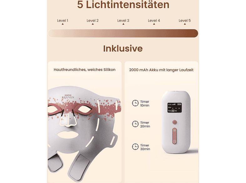 Renpho E100B-1 Artemis Blus LED-Lichttherapie Maske; LED-Maske — Foto 3 von 5