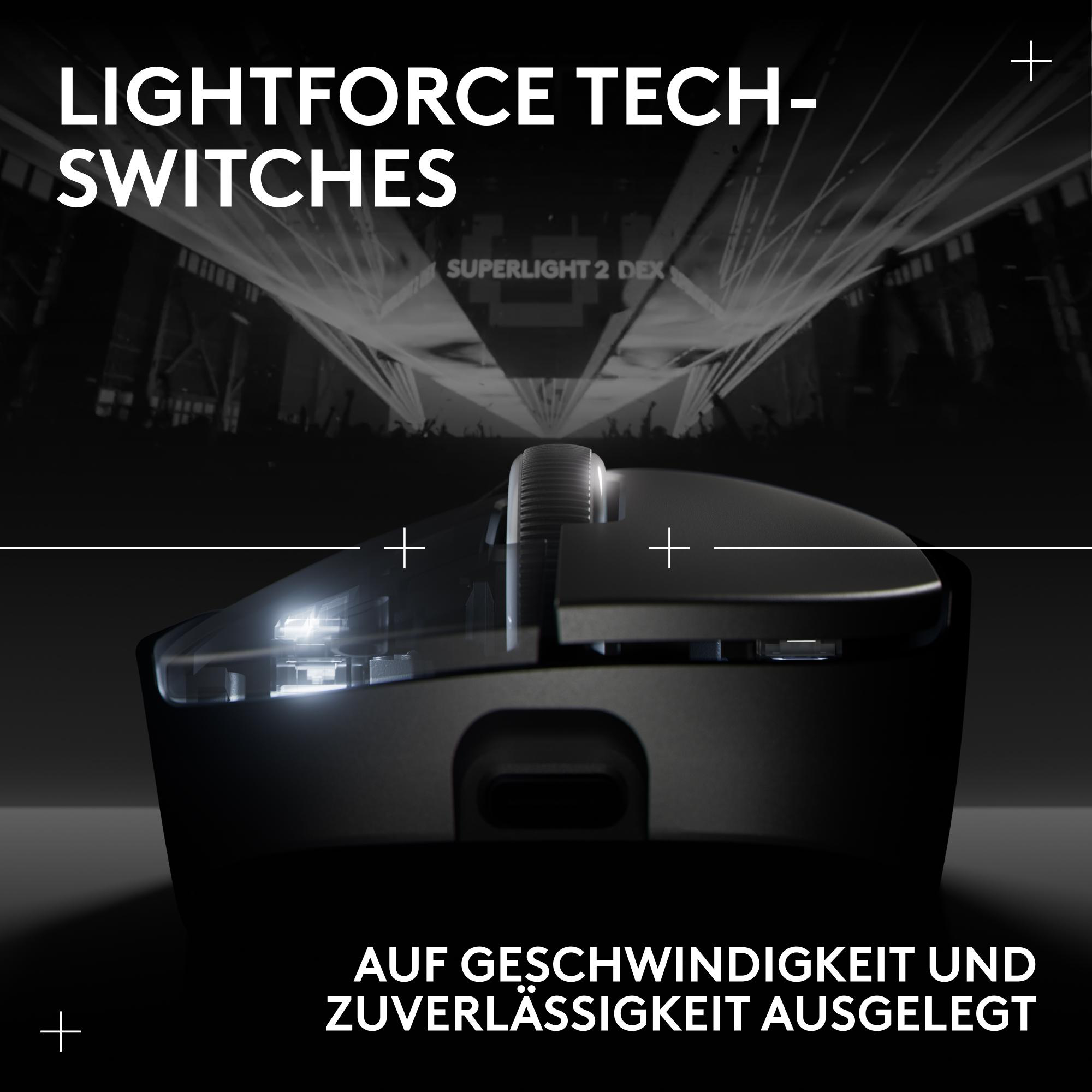 Eine schwarze Computermaus mit durchsichtigem Gehäuse zeigt interne Schalter vor einem dunklen Hintergrund.