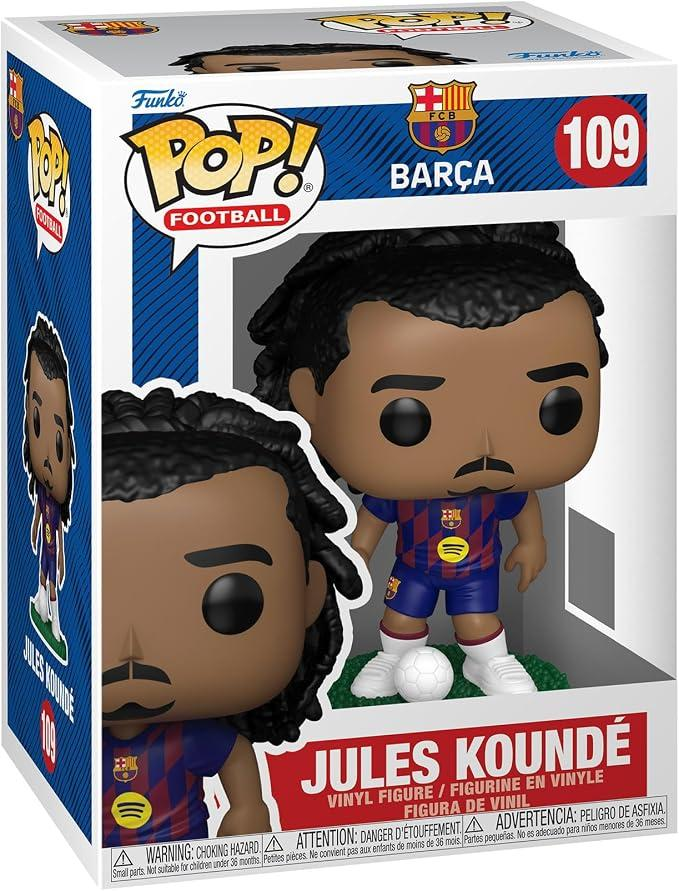 Figura de vinilo Funko Pop 109 de Jules Koundé con la equipación del FC Barcelona.
