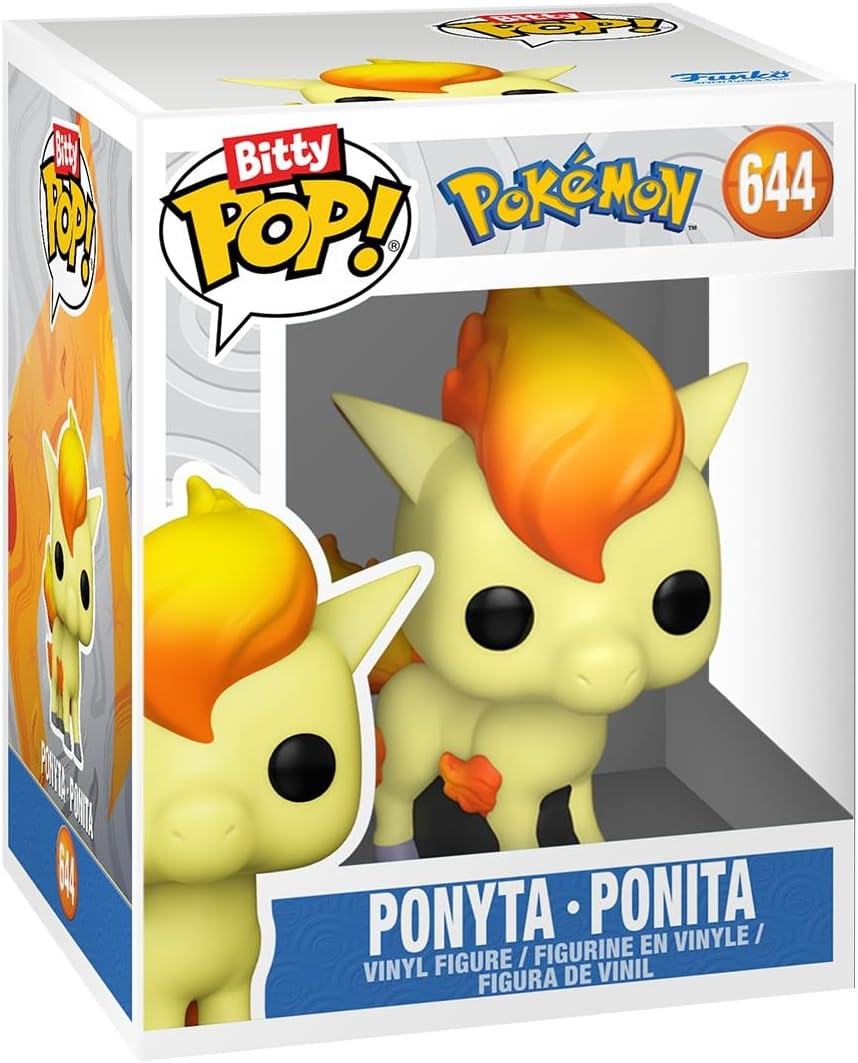 Figura coleccionable de vinilo Bitty Pop! Pokémon Ponyta en su caja original con ventana transparente.