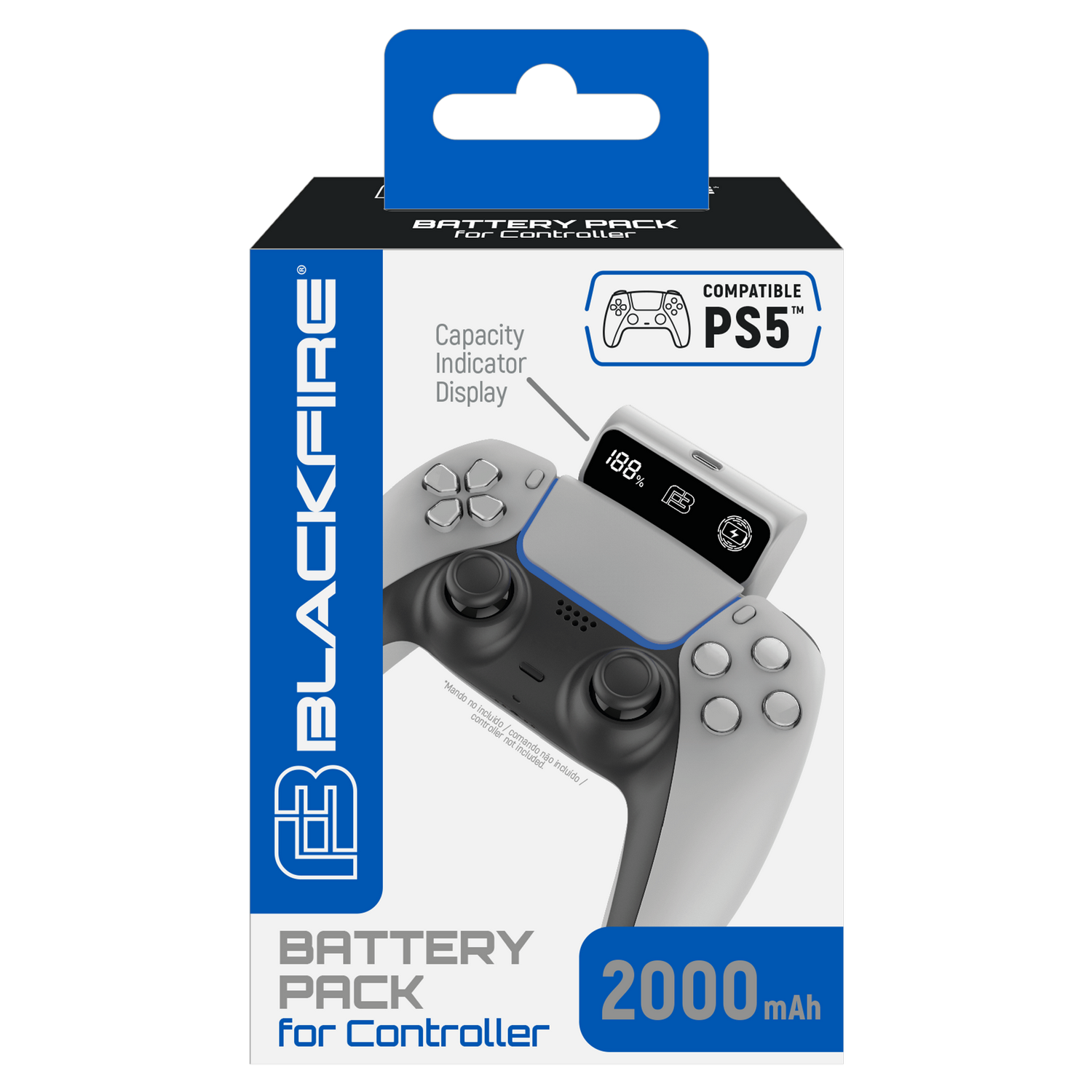 Empaque de batería Blackfire de 2000mAh con pantalla para controles de PS5.