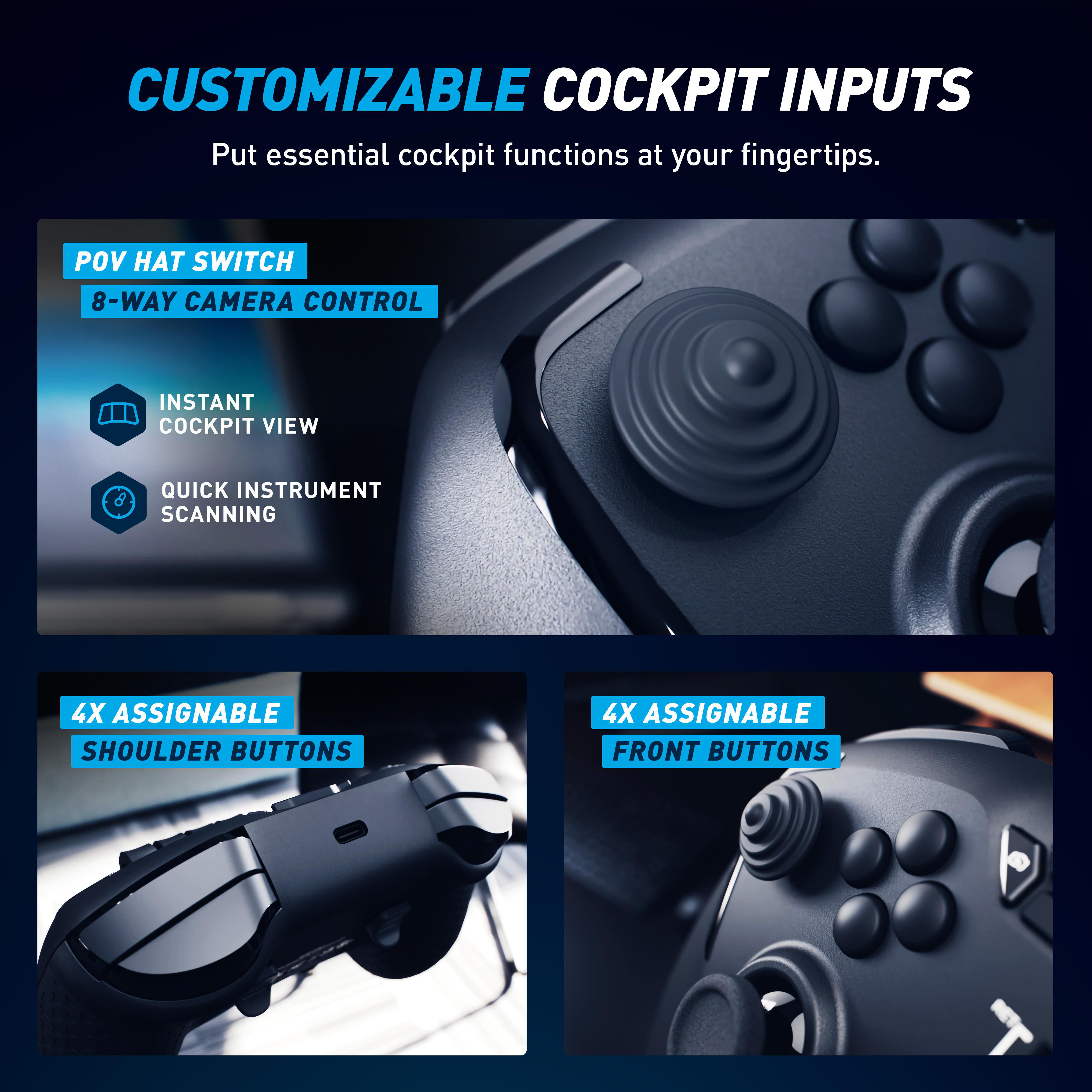 Gaming-Controller mit anpassbaren Tasten für Flugsimulationen.