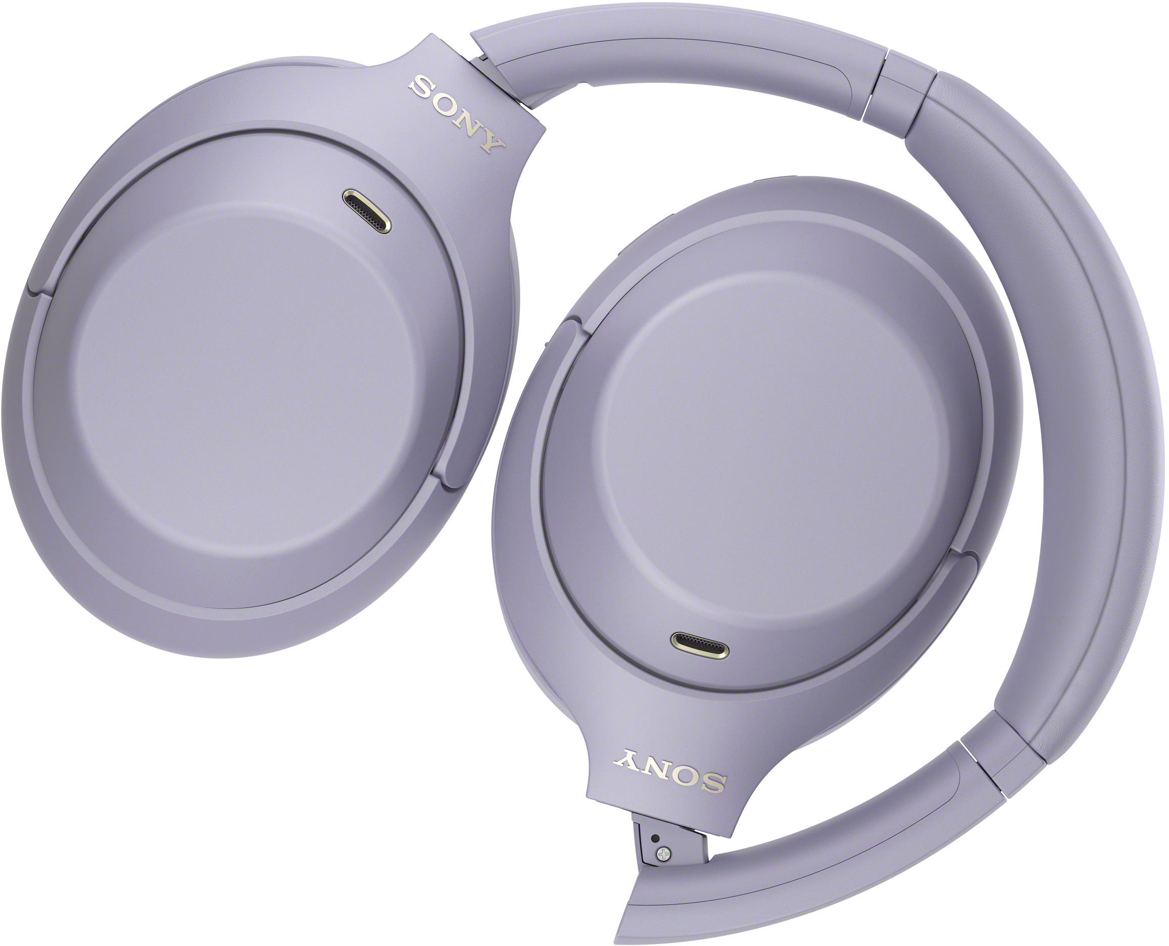 Levendula színű Sony over-ear fejhallgató fehér háttéren.