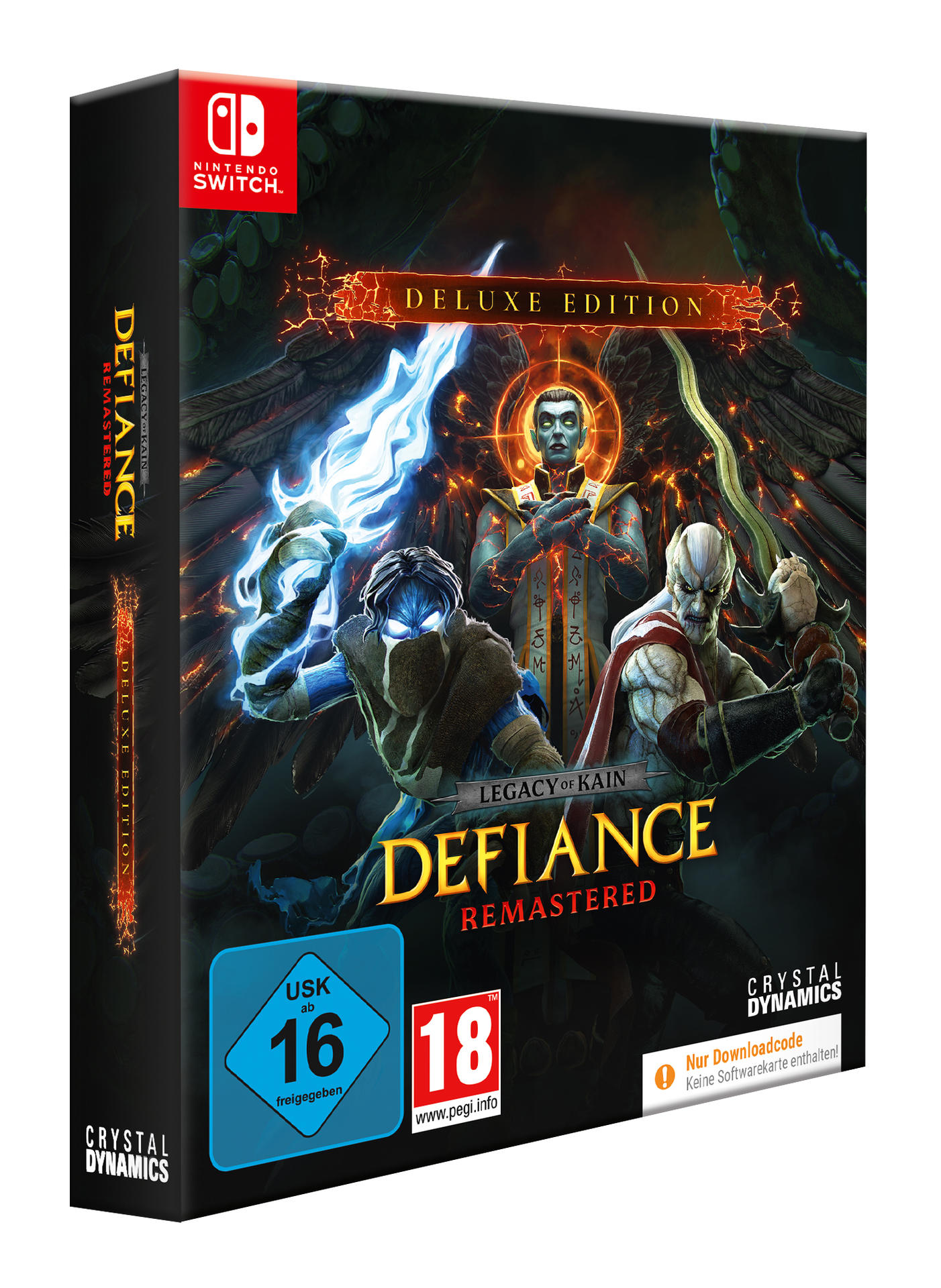 Legacy of Kain: Defiance Remastered Deluxe Edition Spielbox für Nintendo Switch mit drei Fantasy-Charakteren.