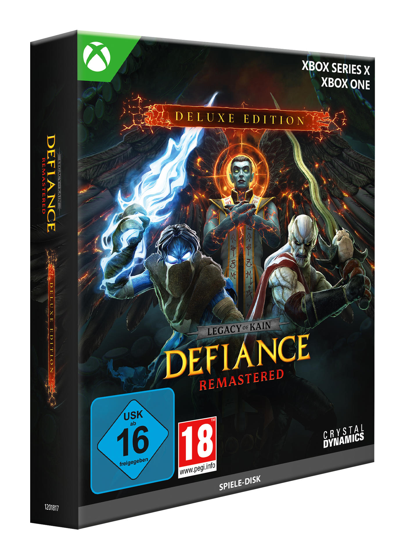 Spielhülle von Legacy of Kain: Defiance Remastered Deluxe Edition für Xbox, mit drei Charakteren.