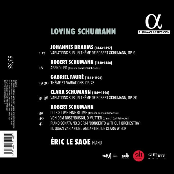 Rückseite des Albums "Loving Schumann" mit tracklist für Éric Le Sage.