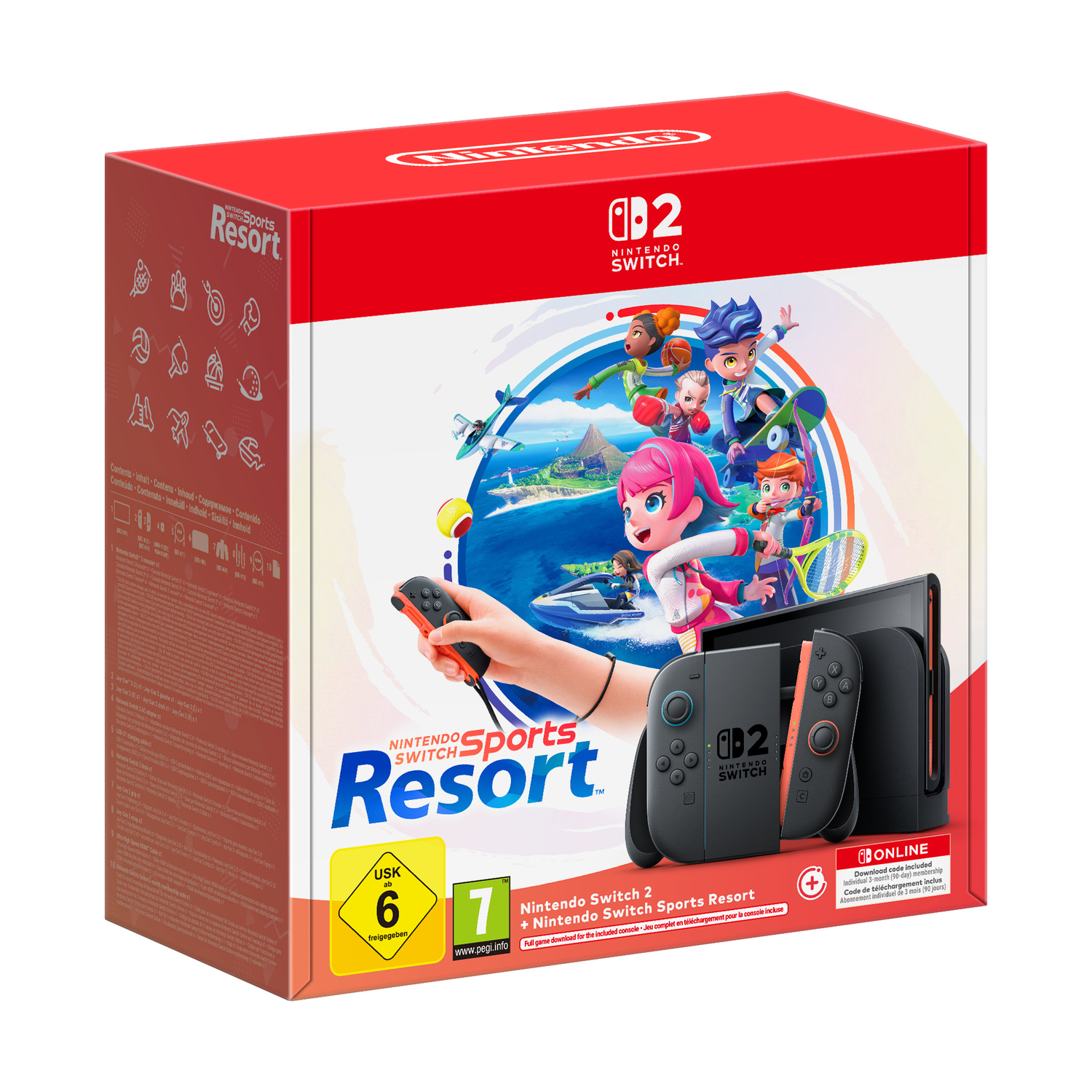 NINTENDO Switch 2 + Switch Sports Resort, nero rosso e blu