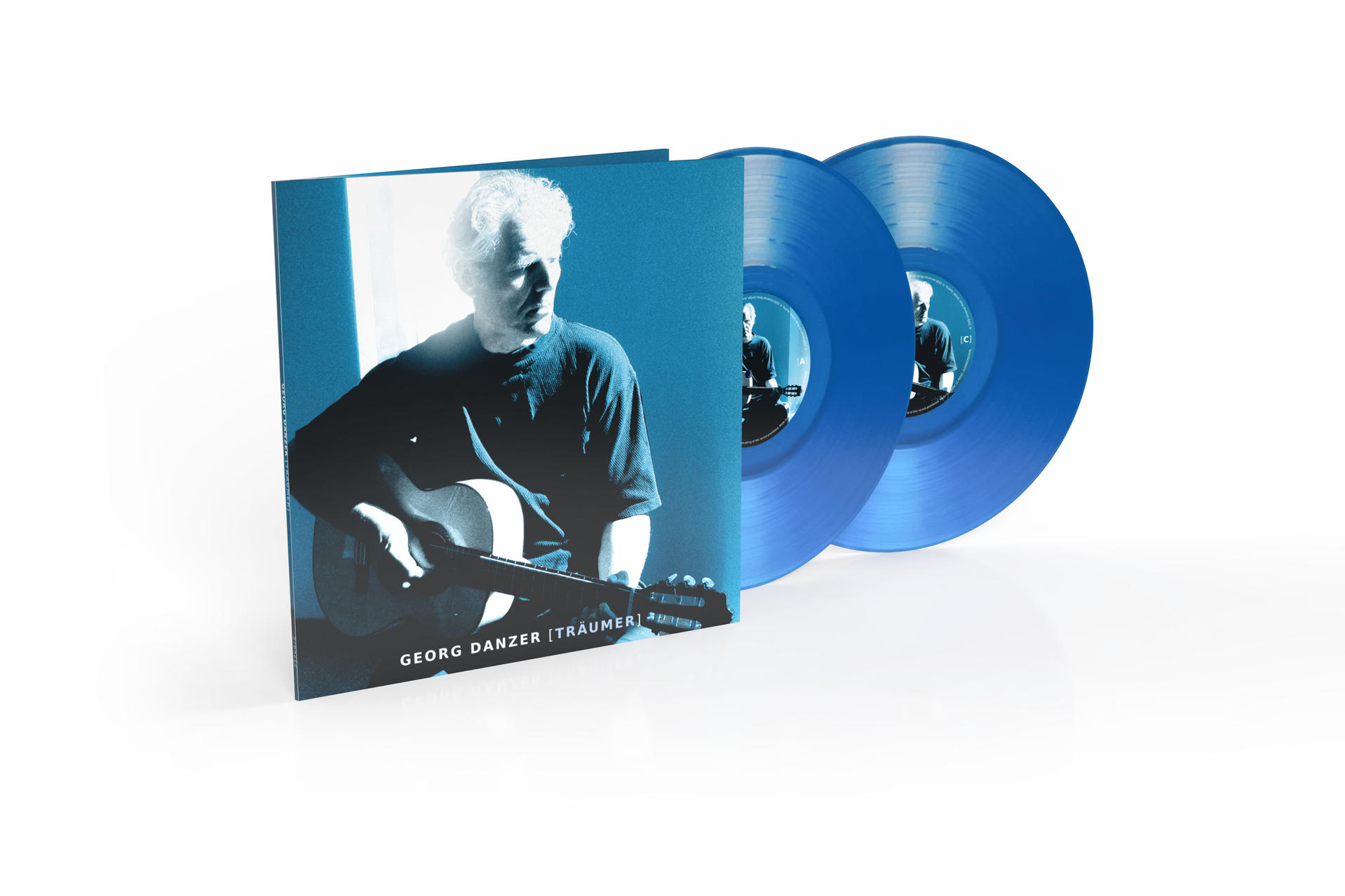 Blaue Vinyl-Doppel-LP mit Cover von Georg Danzer, Träumer.