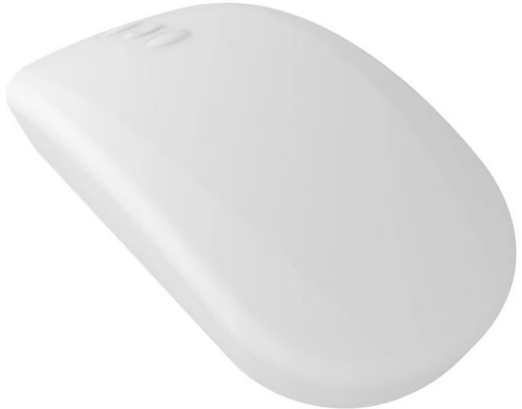 Une souris d'ordinateur blanche et lisse sur fond blanc.