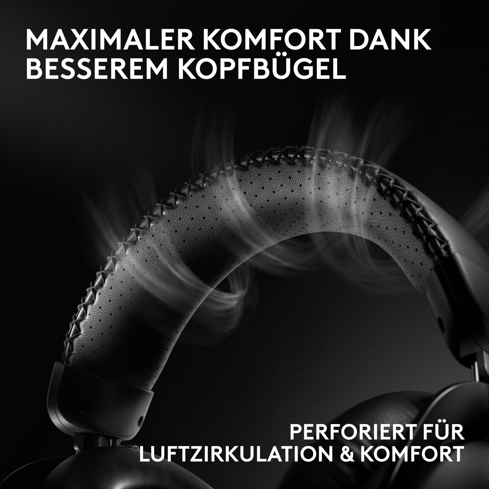 Perforierter Kopfhörerbügel mit aufsteigendem Dampf für Luftzirkulation und Komfort.