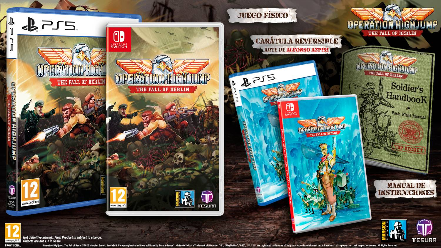 Cajas de juego, manuales y carátulas reversibles de Operation Highjump.