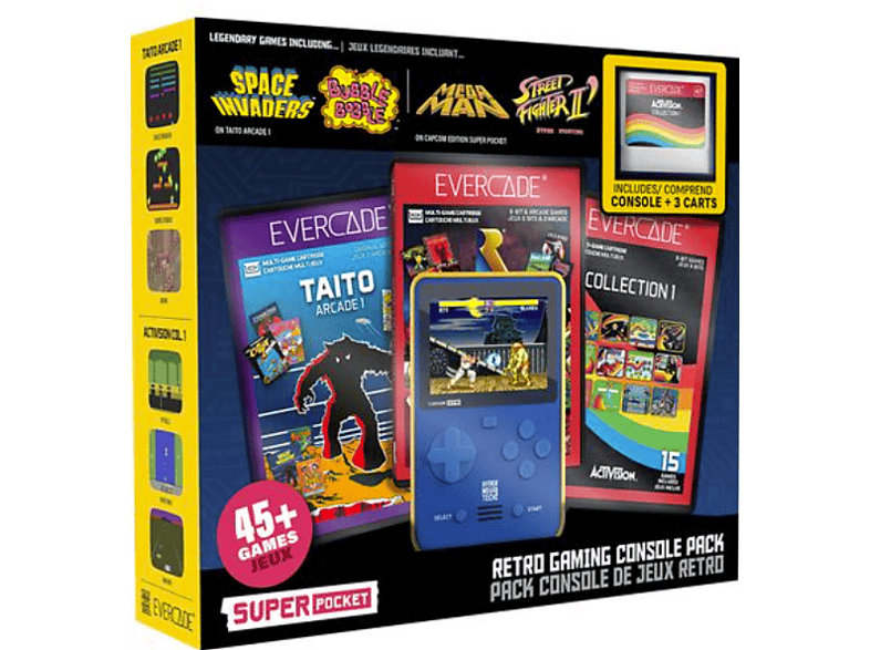 Capcom Super Pocket Starter Bundle 1 with 3 Evercade Cartridges (48 Retro Games); Super Pocket----Handheld Konsole