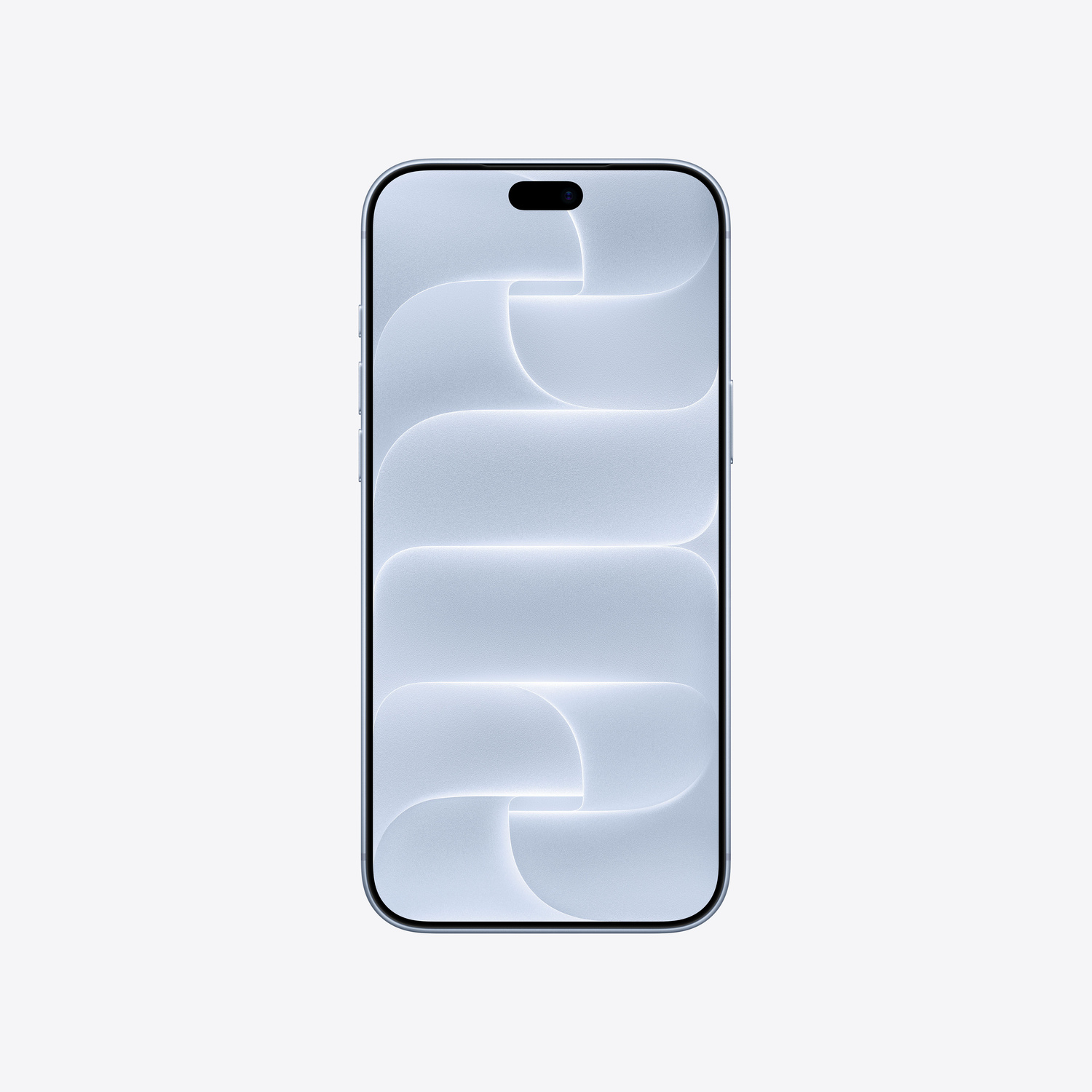 Uno smartphone con angoli arrotondati mostra un motivo chiaro e strutturato sullo schermo su sfondo grigio.