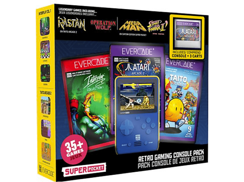 Capcom Super Pocket Starter Bundle 2 with 3 Evercade Cartridges (37 Retro Games); Super Pocket----Handheld Konsole