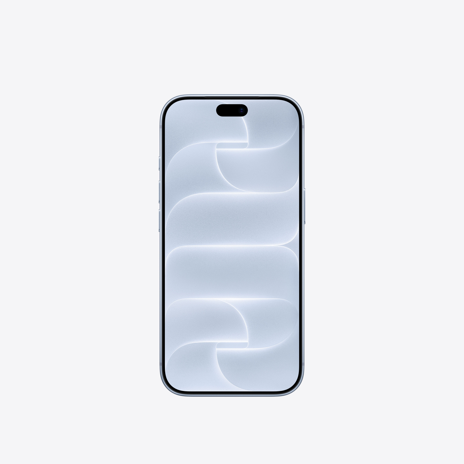 Uno smartphone con angoli arrotondati mostra un motivo testurizzato azzurro sullo schermo.