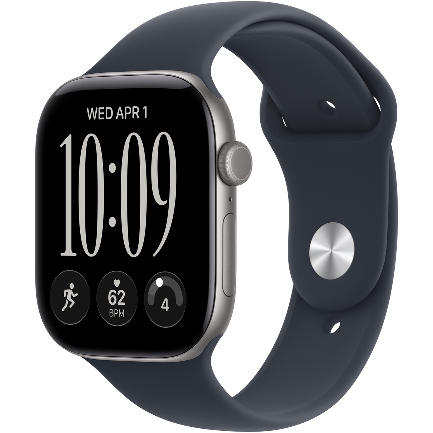 Apple Watch Series 12 GPs 46mm - Space Grey Aluminium Case Sport Band M/l Smartwatch Navy Blue
