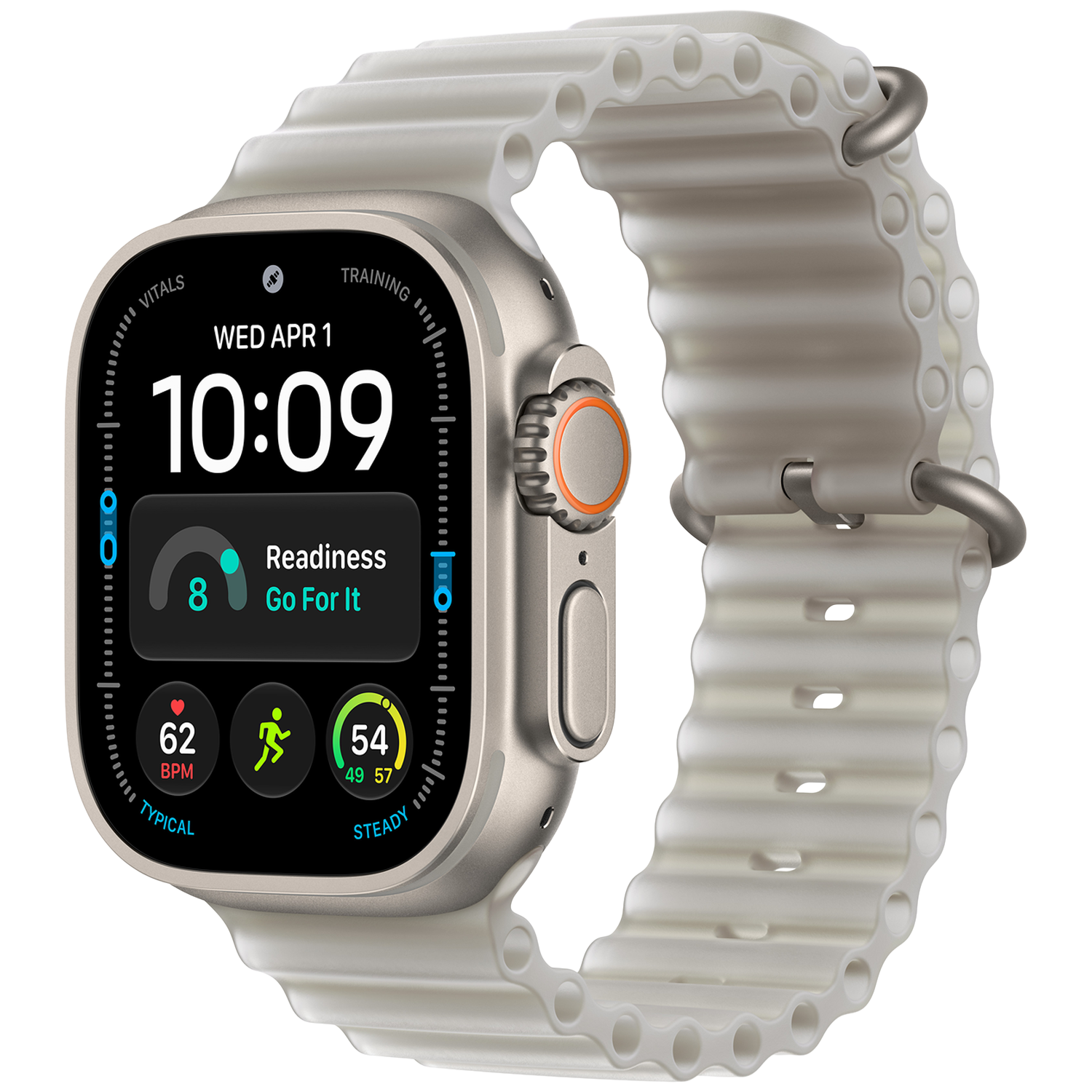 Apple Watch Ultra 4 GPs + Cellular 49mm Natural Titanium Case - Translucent Grey Ocean Band Smartwatch