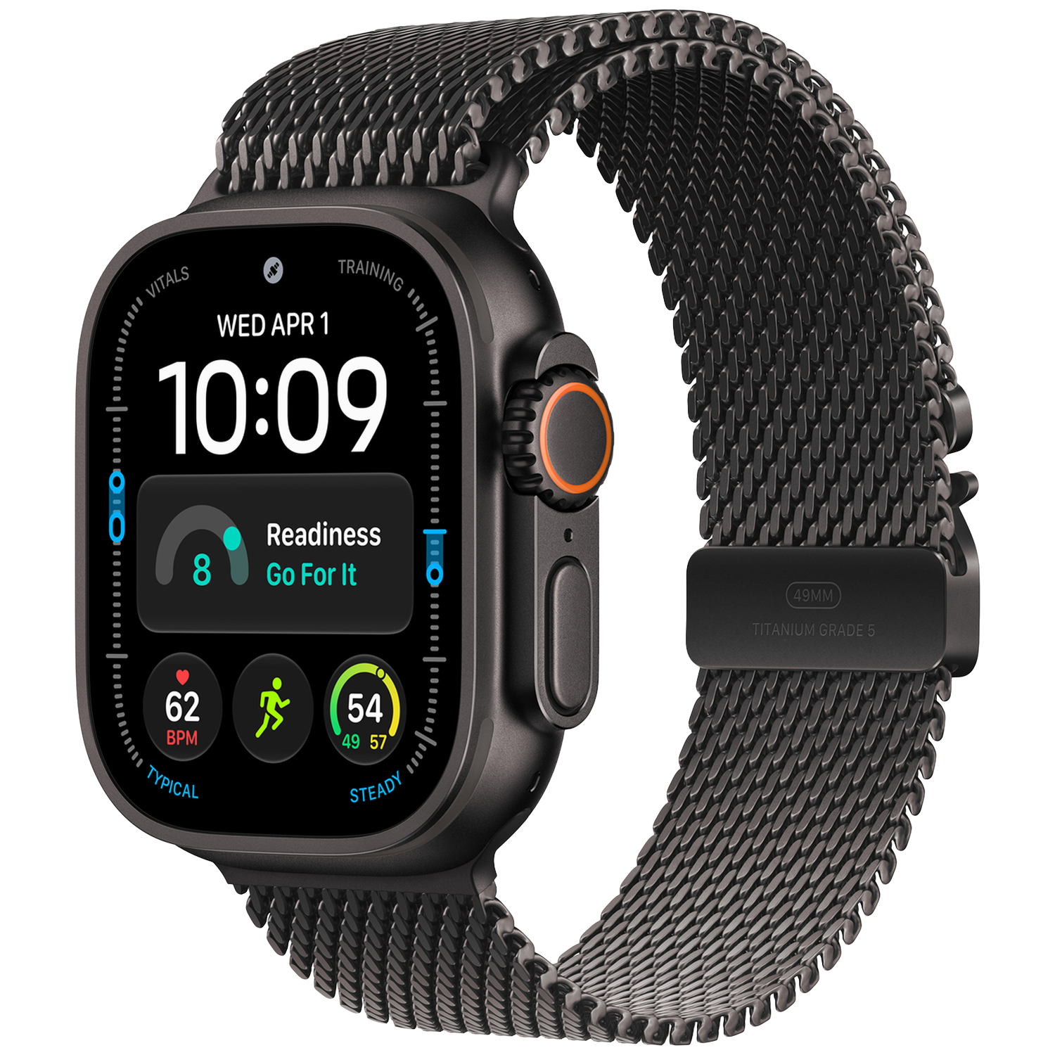 Apple Watch Ultra 4 GPs + Cellular 49mm Black Titanium Case - Milanese Loop M Smartwatch