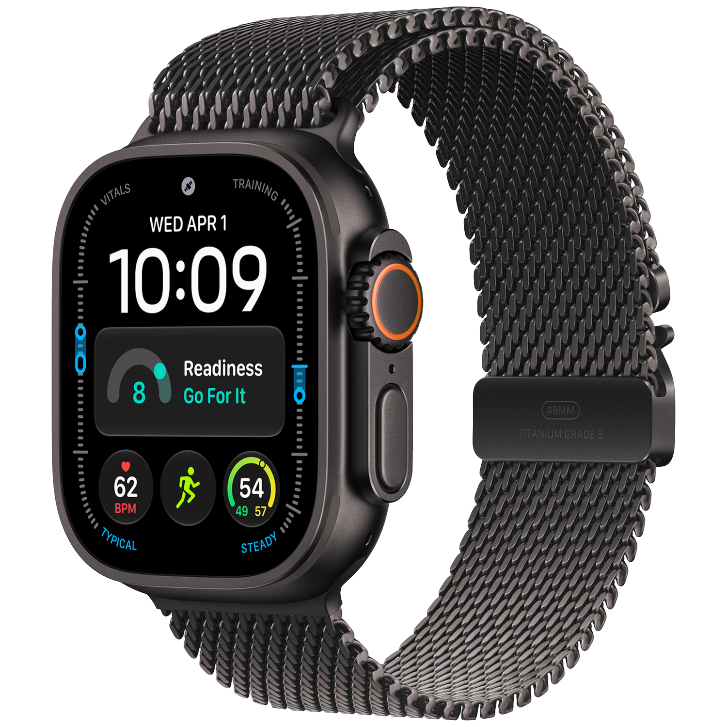 Apple Watch Ultra 4 GPs + Cellular 49mm Black Titanium Case - Milanese Loop L Smartwatch