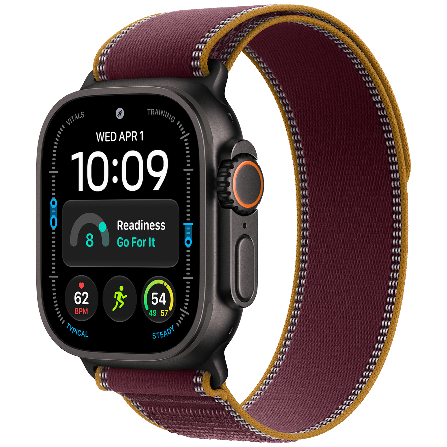 Apple Watch Ultra 4 GPs + Cellular 49mm Black Titanium Case - Burgundy Trail Loop S/m Smartwatch