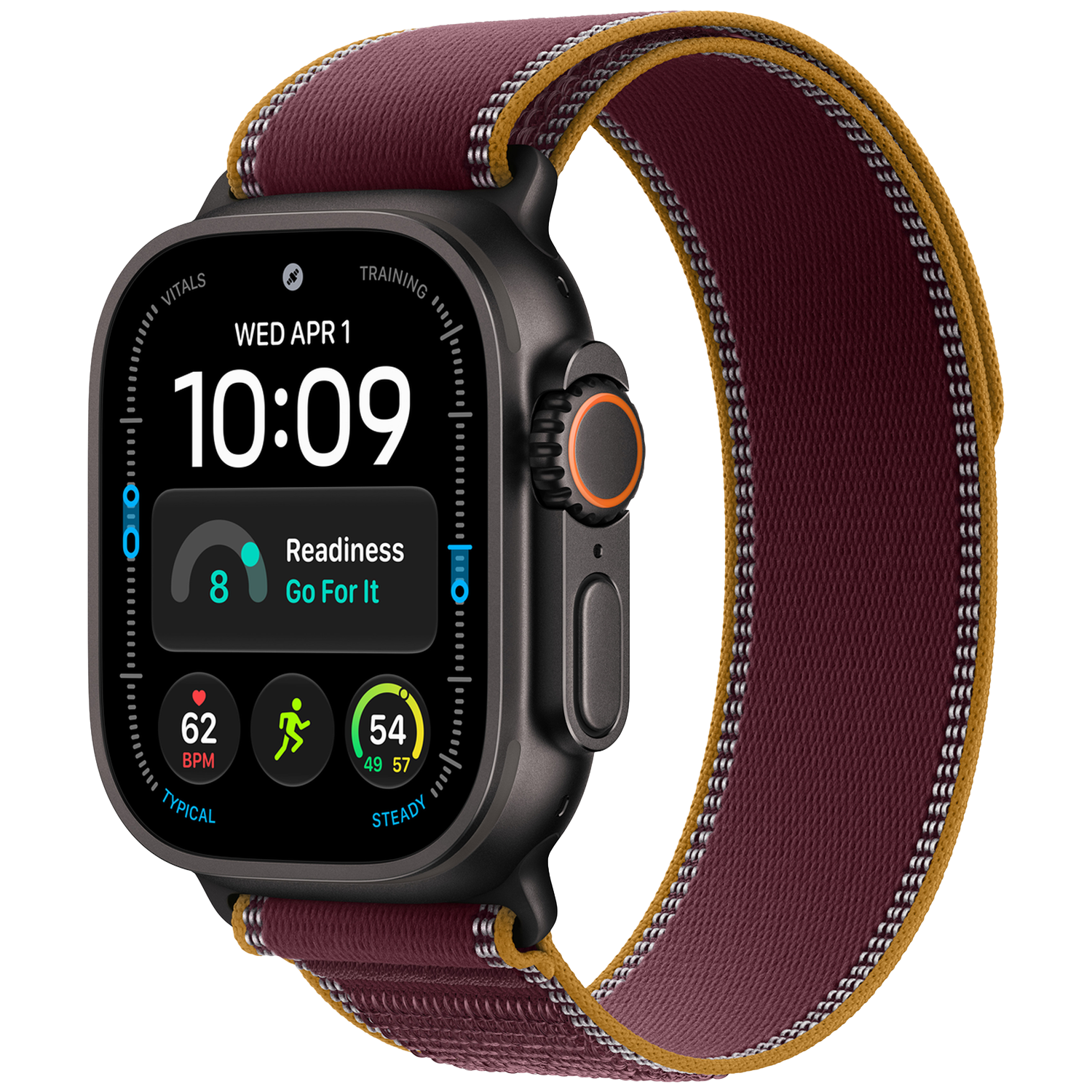 Apple Watch Ultra 4 GPs + Cellular 49mm Black Titanium Case - Burgundy Trail Loop M/l Smartwatch