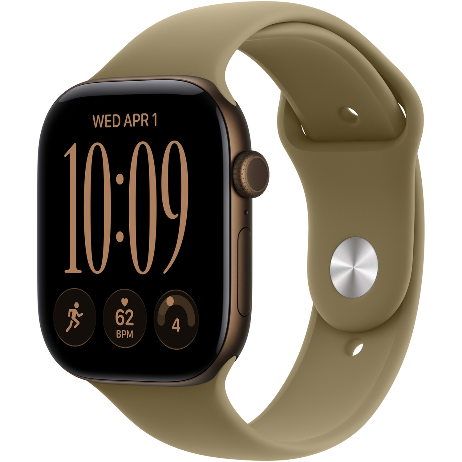 Apple Watch Series 12 GPs + Cellular 46mm - Dark Bronze Aluminium Case Sport Band M/l Smartwatch Olive