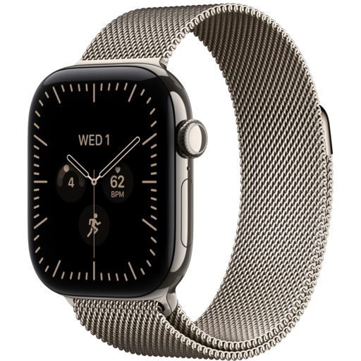 Apple Watch Series 12 GPS + Cellular 42mm Natural Titanium Case with Milanese Loop