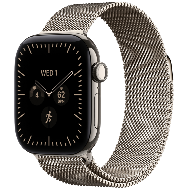 Apple Watch Series 12 GPS + Cellular 42mm Natural Titanium Case with Milanese Loop