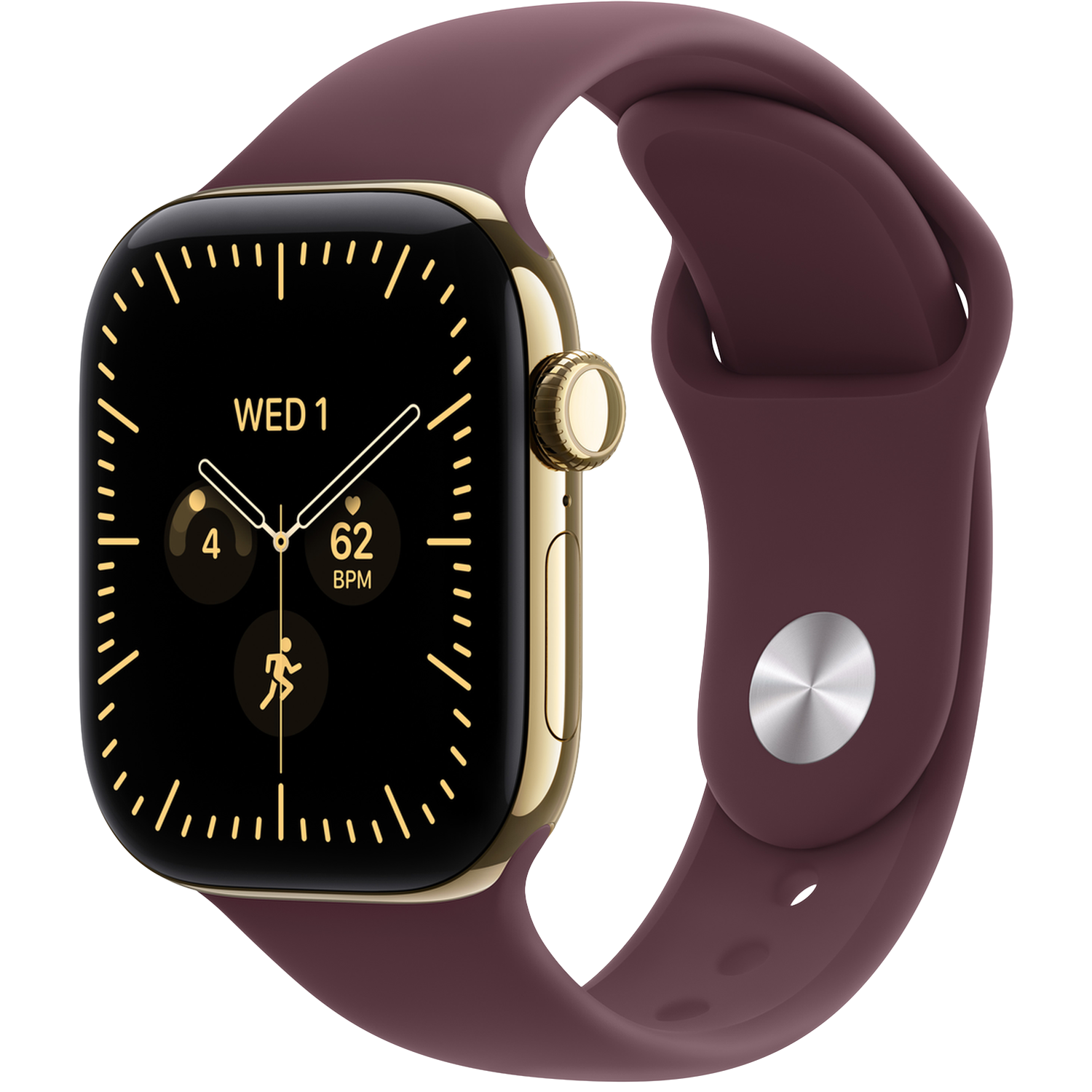 Apple Watch Series 12 GPs + Cellular 42mm Radiant Gold Titanium Case - Sport Band M/l Smartwatch Burgundy