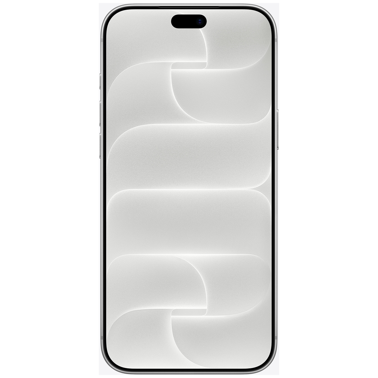 Een smartphone met een wit scherm en overlappende, papierachtige vormen tegen een witte achtergrond.