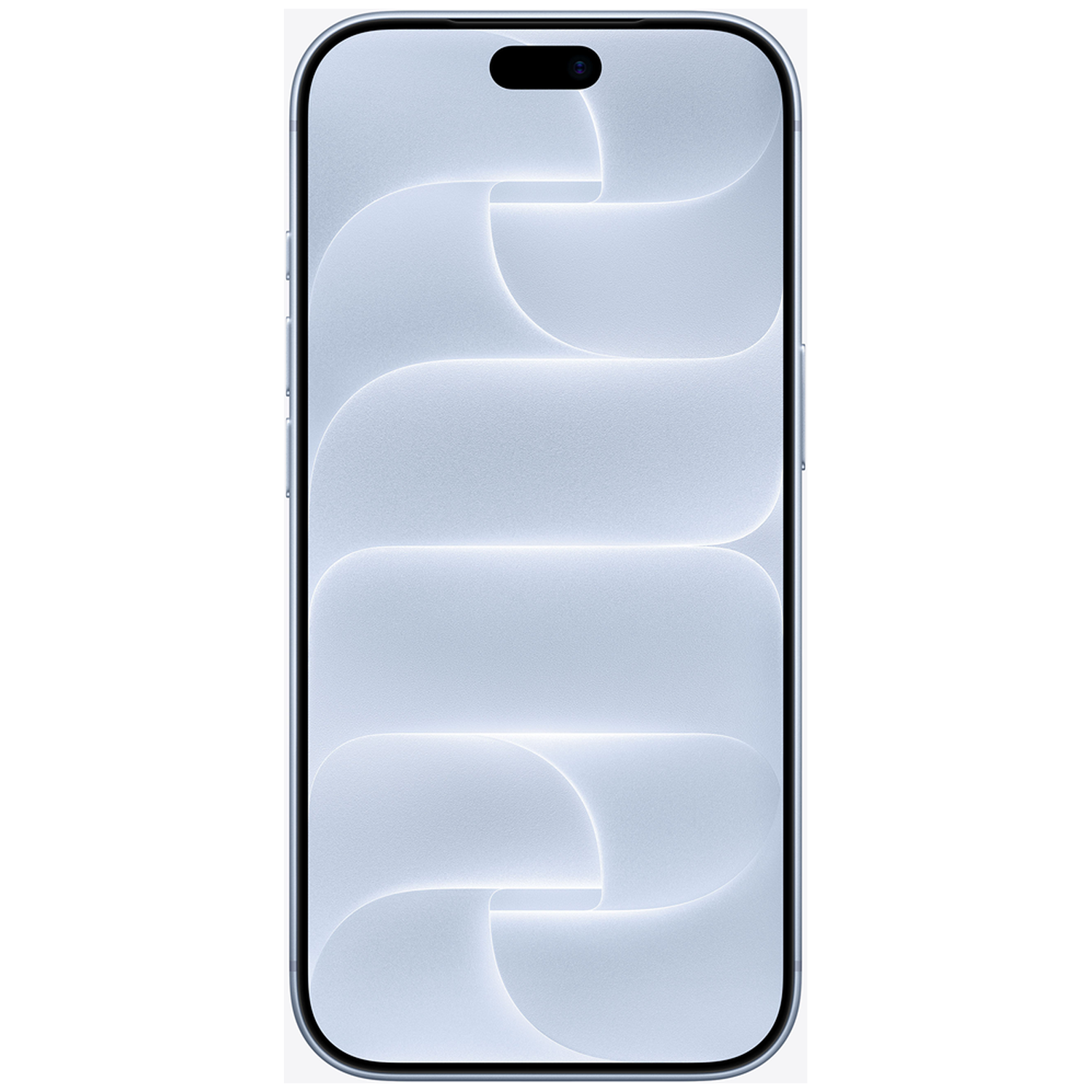 Een smartphone met een lichtblauwe getextureerde abstracte achtergrond op het scherm en dunne randen.